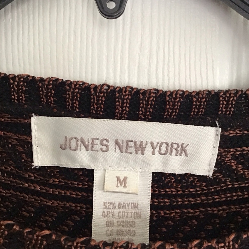 Jones New York Sweater M Short Sleeve Brown With Shoulder Pads - Picture 3 of 9